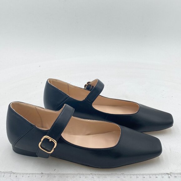 FYS Women Square Toe Low Heel Mary Jane Pumps Flats Ballets Buckled Dress Daily - Picture 3 of 7